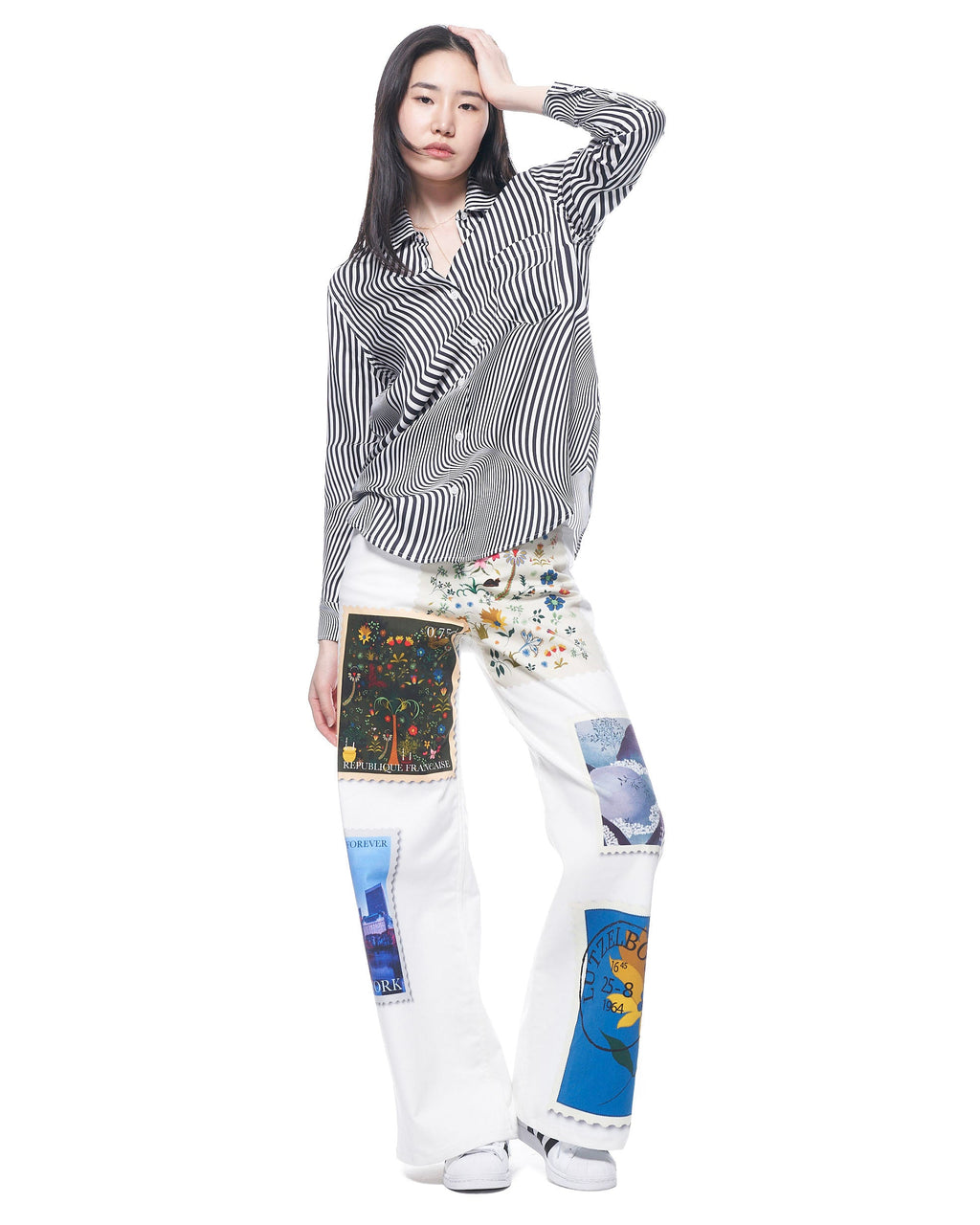 Zoe Shirt | Black Rumpled Stripe